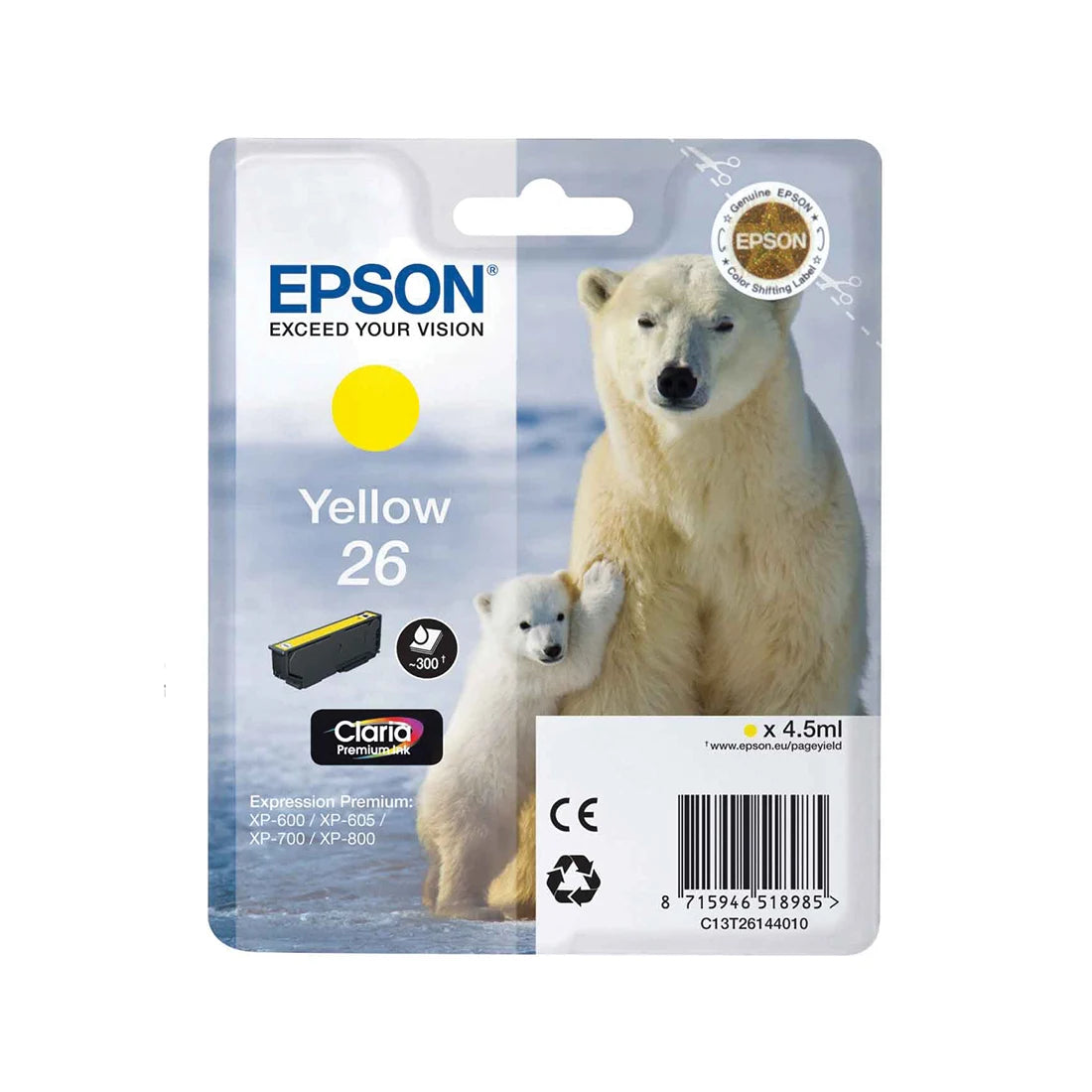 Epson 26 Yellow Ink Cartridge - (T2614 Polar Bear)