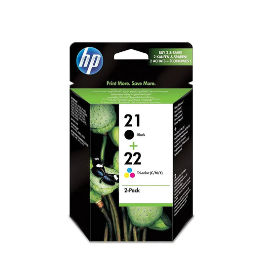 HP 21 &amp; HP 22 Black &amp; Tri-Colour Ink Cartridge Multi Pack (SD367AE)