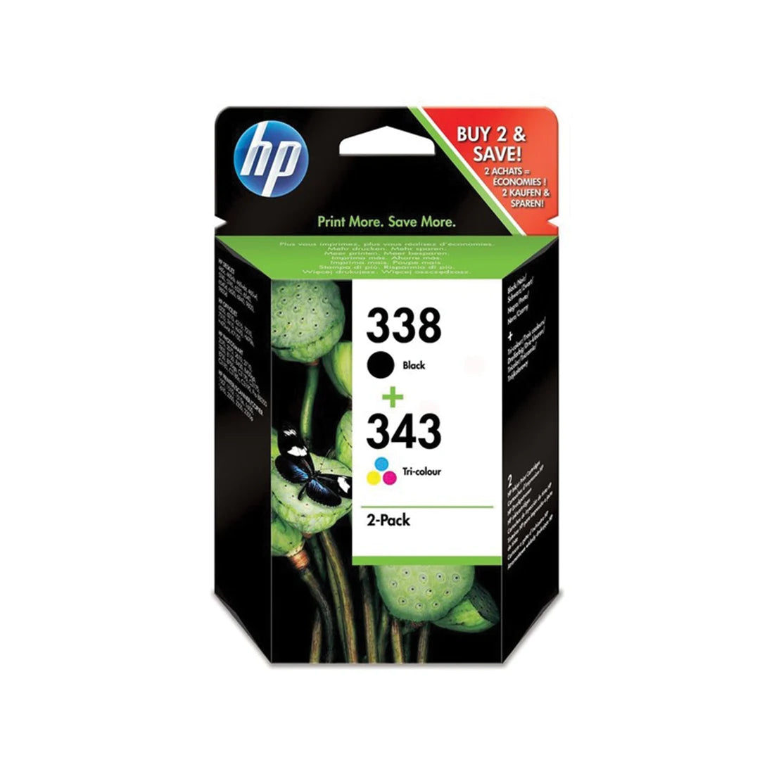 HP 338/343 Black &amp; Tri-Colour Ink Cartridge Multipack (SD449EE)