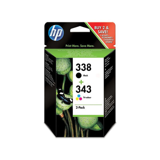 HP 338/343 Black &amp; Tri-Colour Ink Cartridge Multipack (SD449EE)