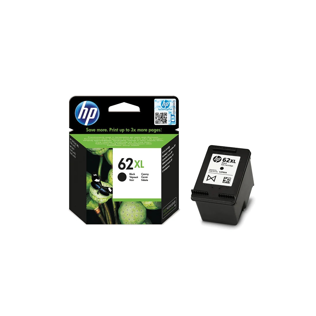HP 62XL High Capacity Black Ink Cartridge - (C2P05AE)